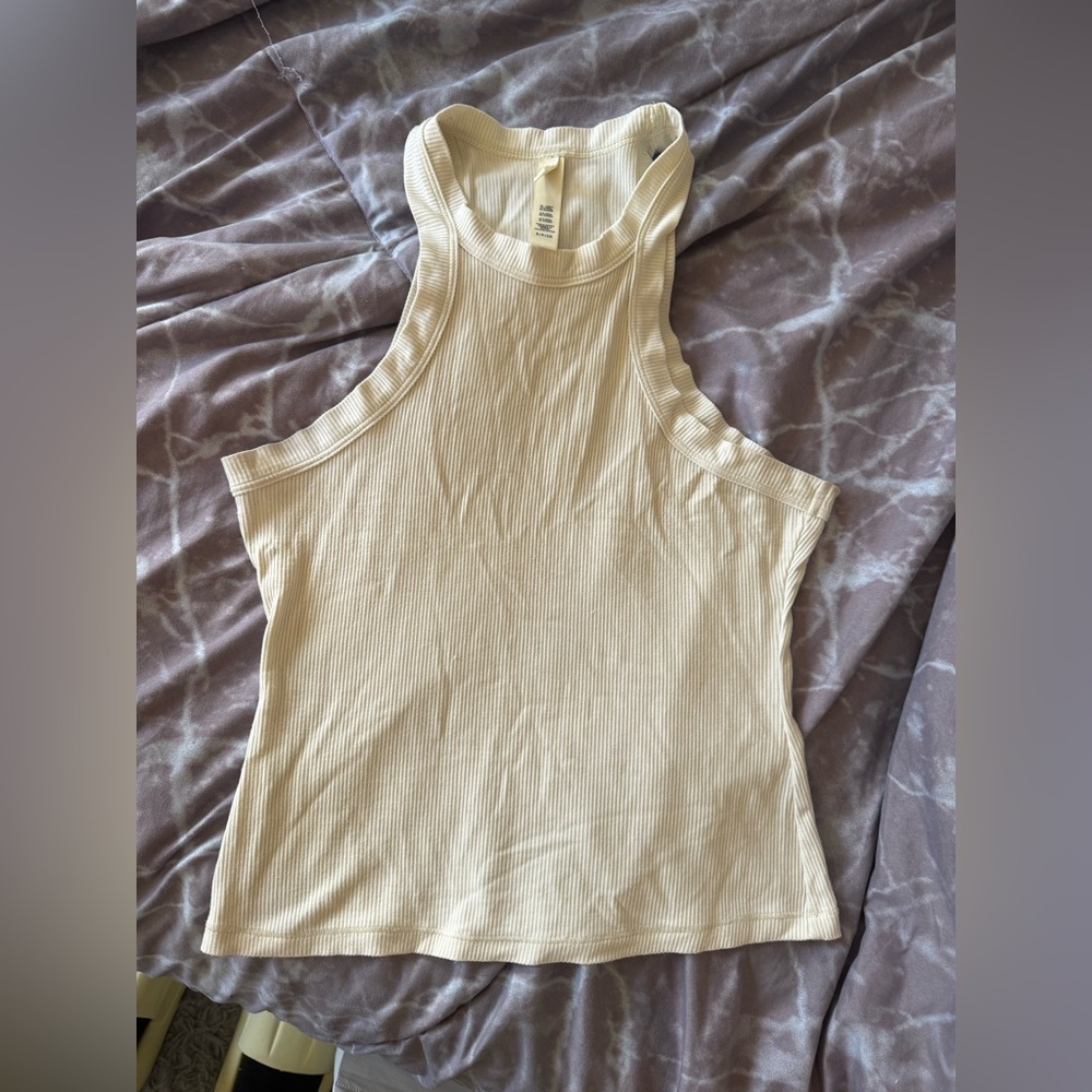 SKIMS Cream Ribbed Racerback Tank Top